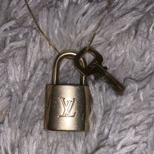 Louis Vuitton gold lock and key necklace. 16”
